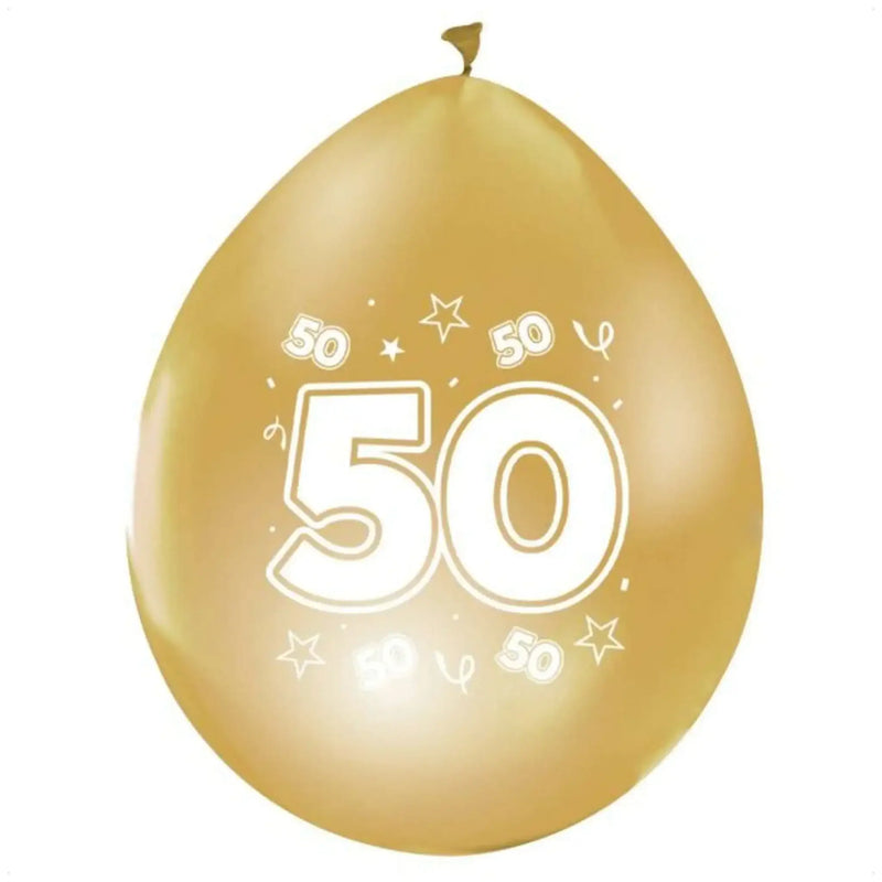 Gouden Ballonnen 50 Jaar Metallic - 8 stuks - 30 cm - Ballonnenshop.nl