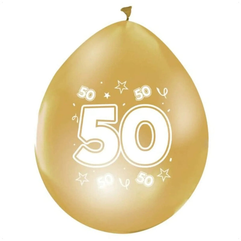 Gouden Ballonnen 50 Jaar Metallic - 8 stuks - 30 cm - Ballonnenshop.nl