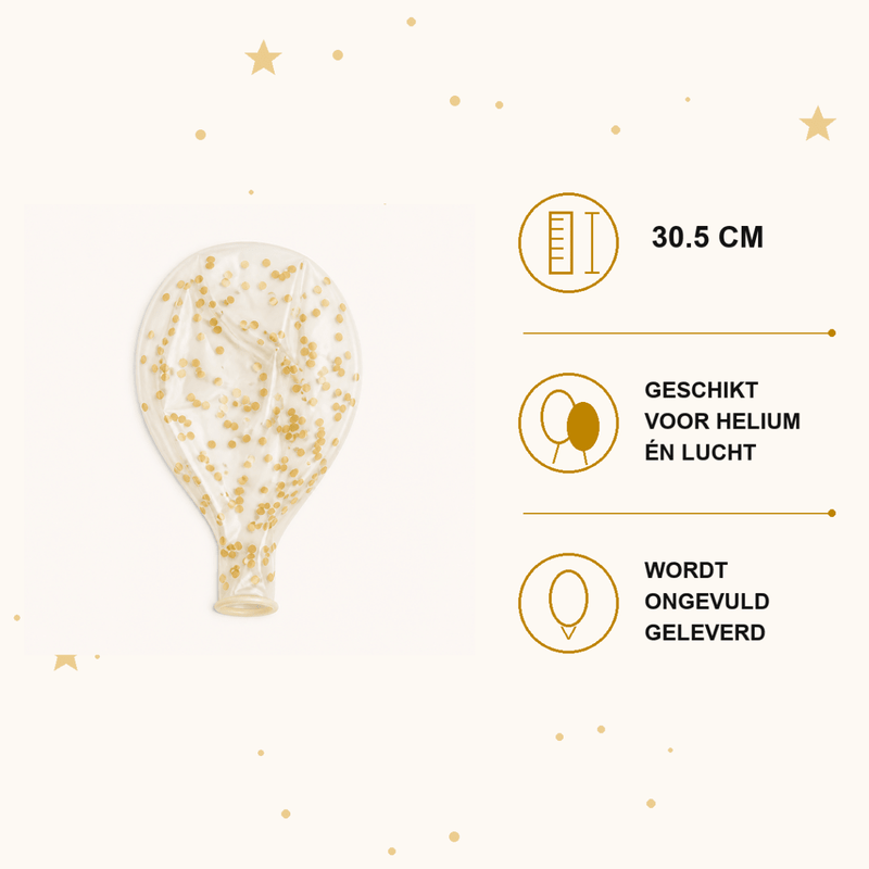 Gouden Confetti Ballonnen - 6 stuks - 30,5 cm - Ballonnenshop.nl