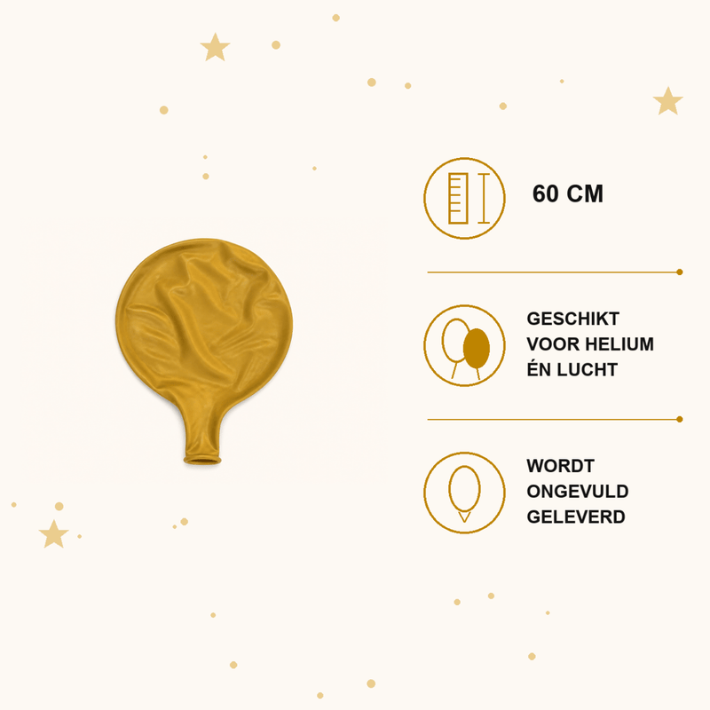 Gouden Mega Ballon Metallic 60 cm - Ballonnenshop.nl
