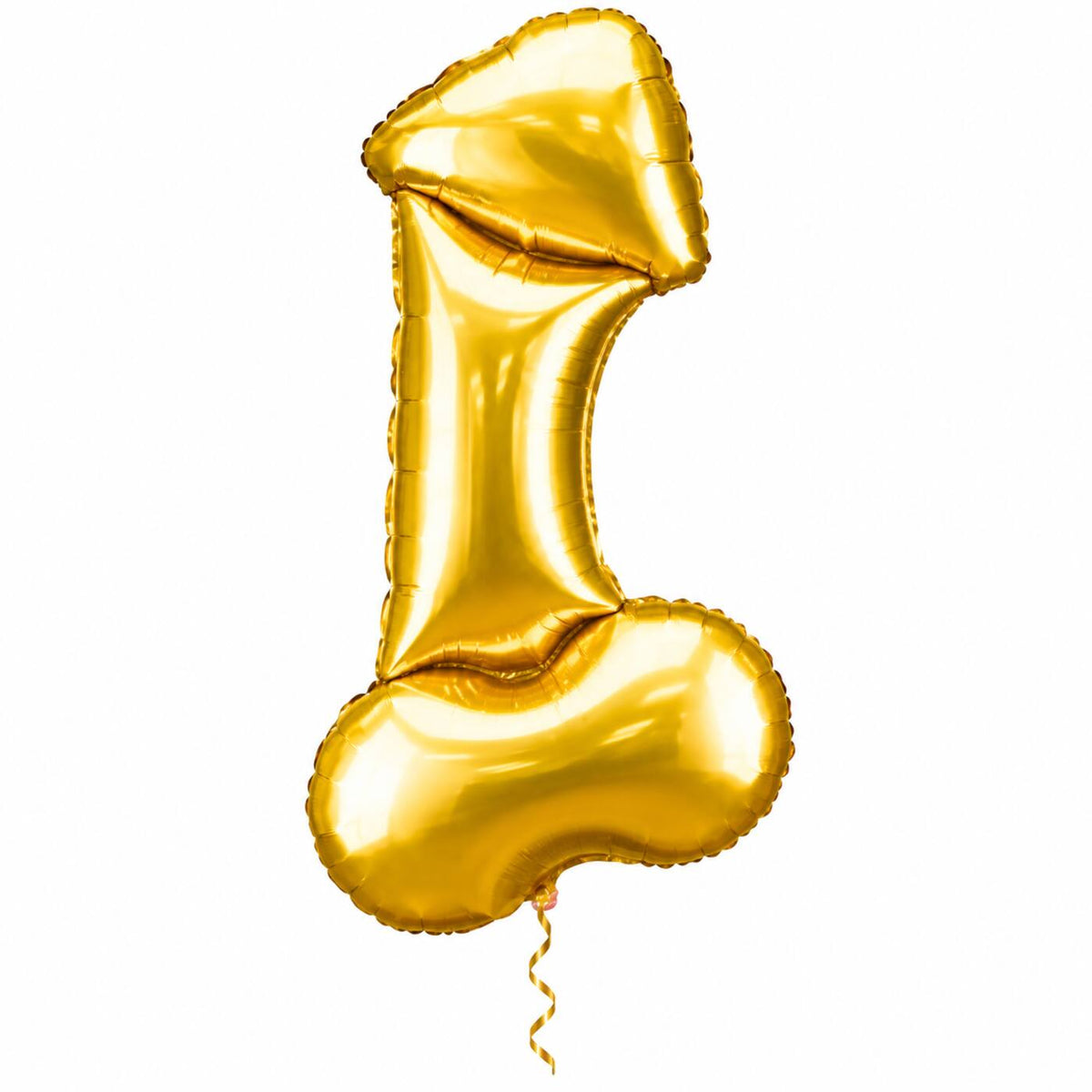Gouden Piemel Helium XL Ballon met dun metallic gouden lint op witte achtergrond – Ballonnenshop.nl