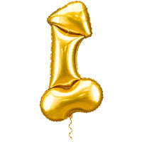Gouden Piemel Helium XL Ballon met dun metallic gouden lint op witte achtergrond – Ballonnenshop.nl
