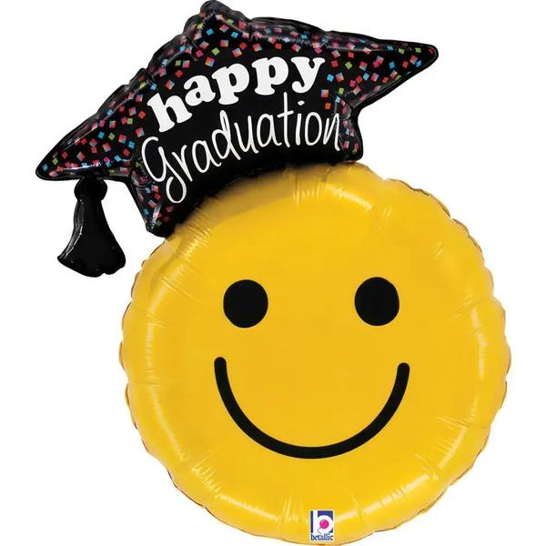 Graduation Smiley Helium Ballon - Gevuld Met Helium - 66 cm - Ballonnenshop.nl