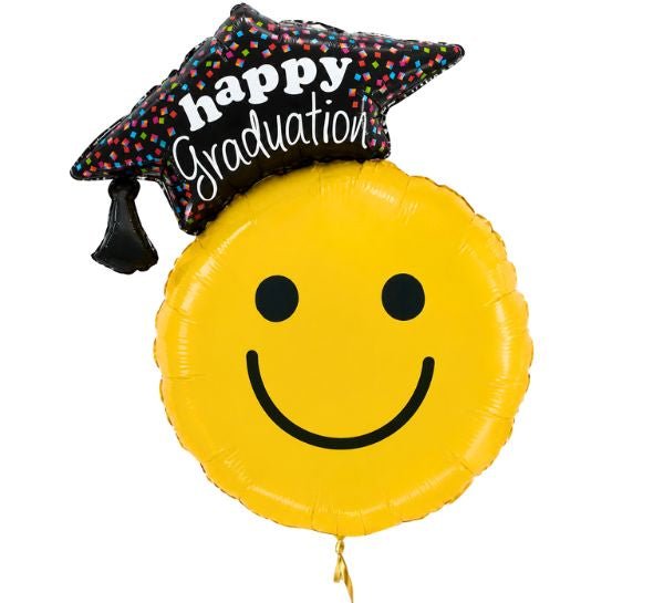 Graduation Smiley Helium Ballon - Gevuld Met Helium - 88 cm - Ballonnenshop.nl
