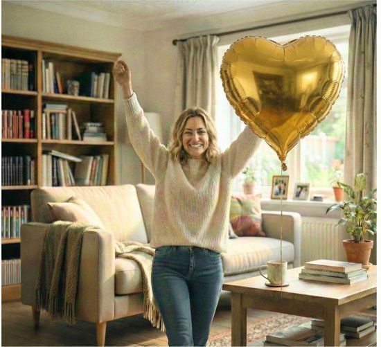 Grote Gouden Hartjes helium ballon, liefde in het groot - Ballonnenshop.nl