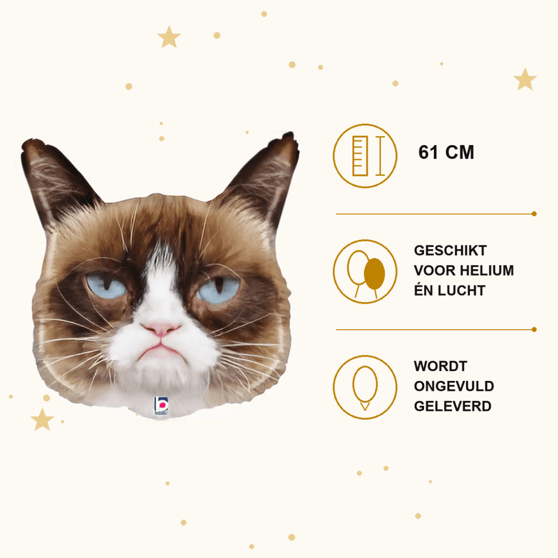 Grumpy Cat Folie Ballon - 61 cm - Ballonnenshop.nl