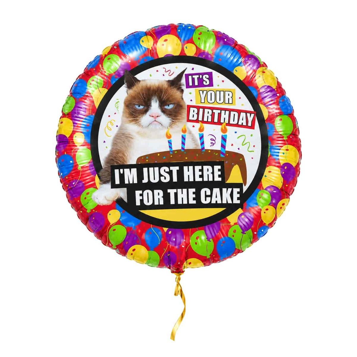 Grumpy Cat I'm for the Cake – met helium gevuld, met gouden lint