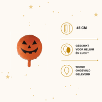Halloween Pompoen Folie Ballon - 45 cm - Ballonnenshop.nl