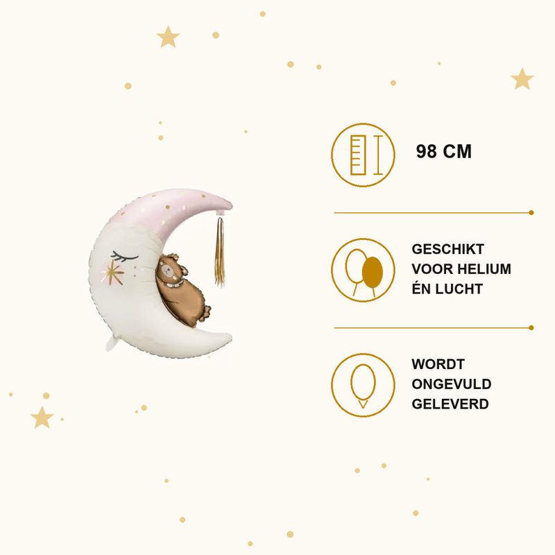 Halve Maan Met Beertje Folie Ballon 98 cm - Ballonnenshop.nl