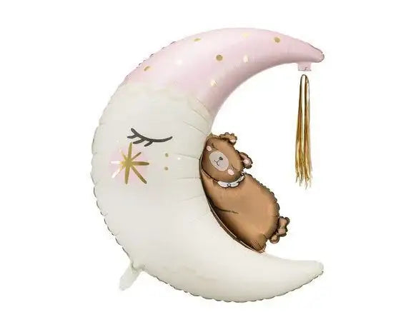 Halve Maan Met Beertje Folie Ballon 98 cm - Ballonnenshop.nl