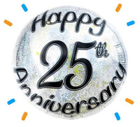 Happy 25th Anniversary Helium Ballon - Gevuld Met Helium - 46 cm - Ballonnenshop.nl