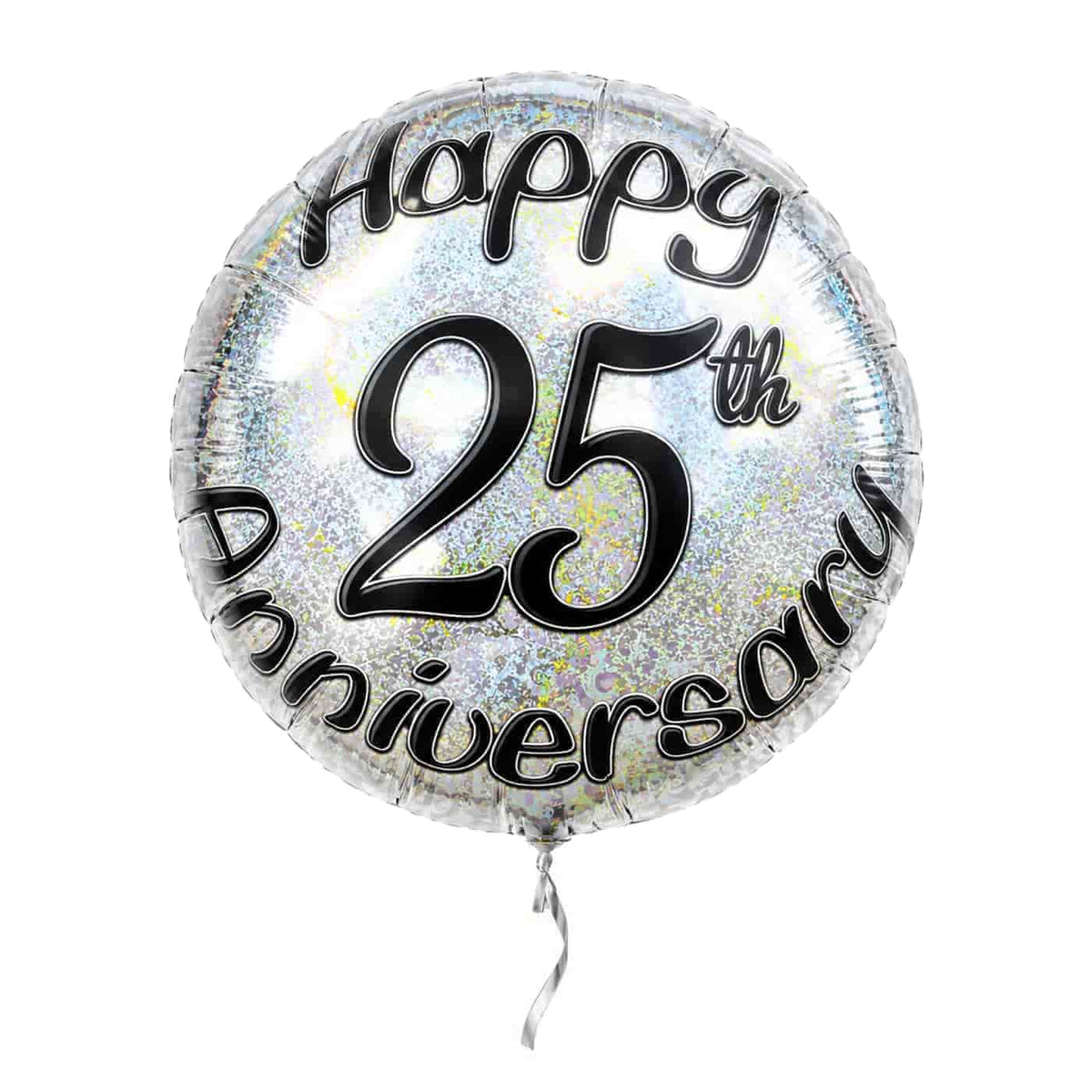 Happy 25th Anniversary Ballon – met helium gevuld, met zilveren lint