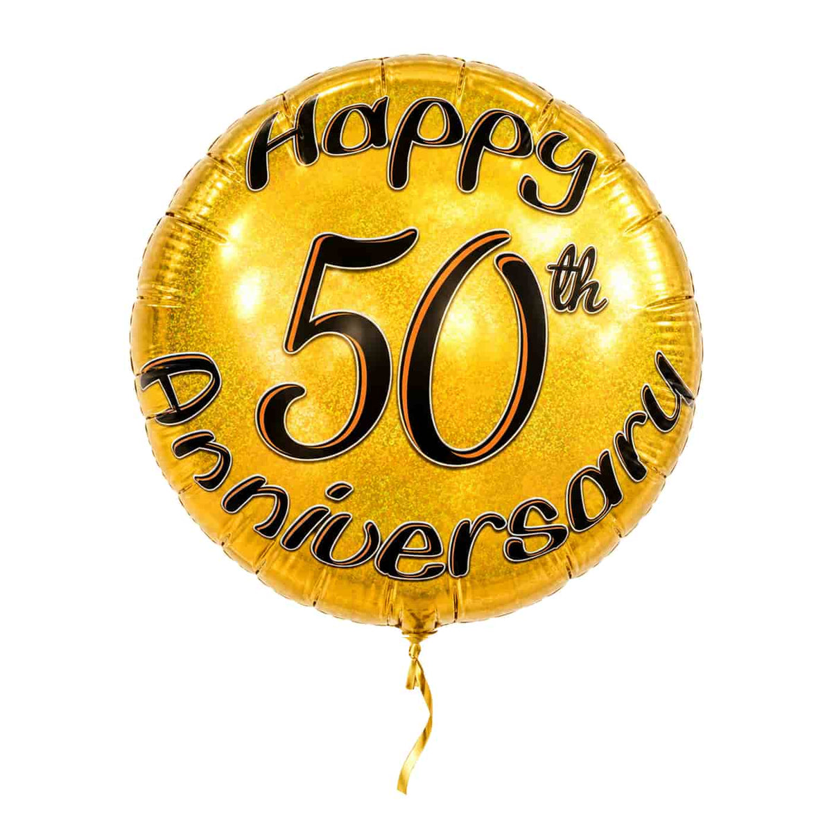 Happy 50th Anniversary Ballon – met helium gevuld, met gouden lint