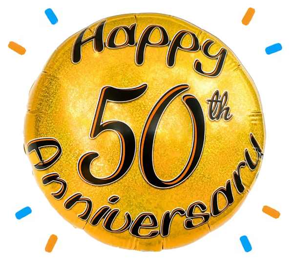 Happy 50th Anniversary Helium Ballon - Gevuld Met Helium - 46 cm - Ballonnenshop.nl