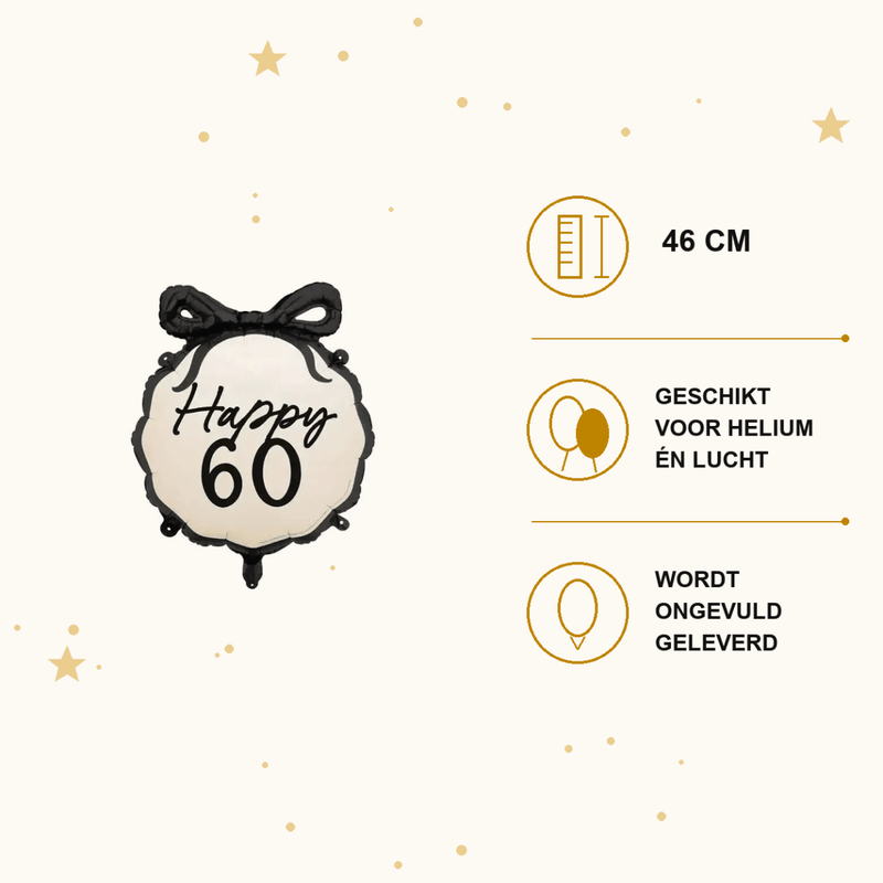 Happy 60 Folie Ballon - 46 cm - Ballonnenshop.nl