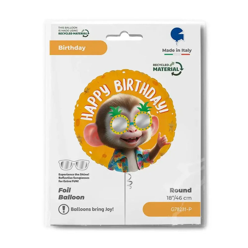 Happy Birthday Aap Folie Ballon - 46 cm - Ballonnenshop.nl