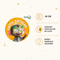 Happy Birthday Aap Folie Ballon - 46 cm - Ballonnenshop.nl