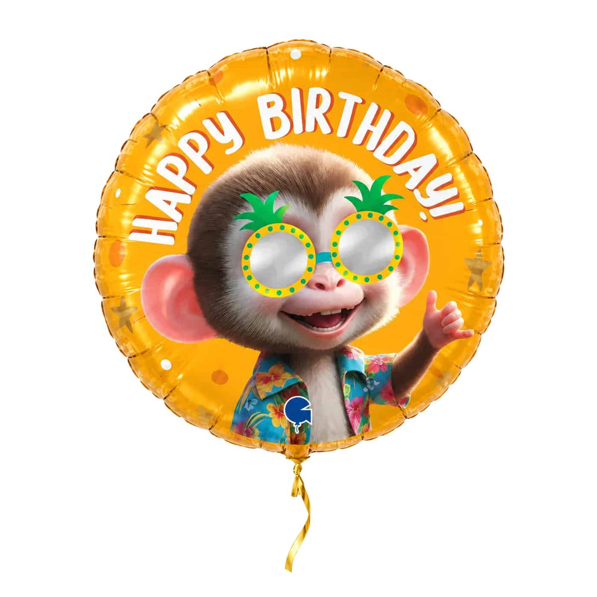 Happy Birthday – Aap – Verjaardag – met helium gevuld, met gouden lint