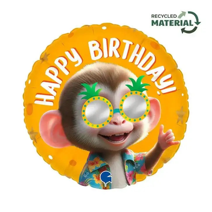 Happy Birthday - Aap - Verjaardag Ballon - Helium Ballon - Gevuld Met Helium - 46 cm - Ballonnenshop.nl