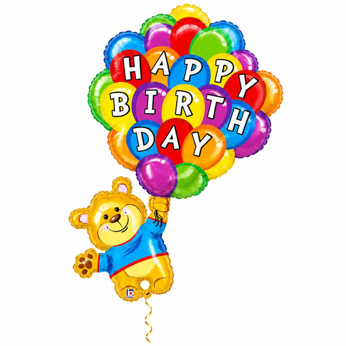 Happy Birthday Beer XL Ballon met dun metallic gouden lint op witte achtergrond – Ballonnenshop.nl