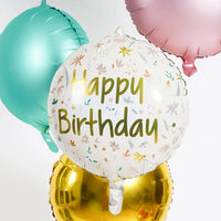 Happy Birthday Bloemen Folie Ballon - 46 cm - Ballonnenshop.nl