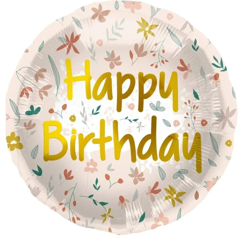 Happy Birthday Bloemen Folie Ballon - 46 cm - Ballonnenshop.nl