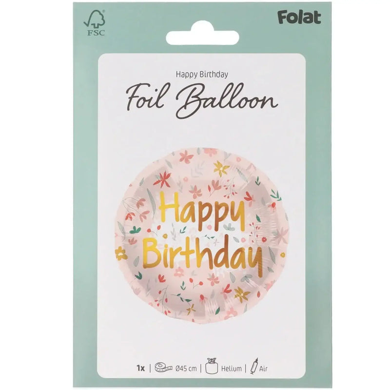 Happy Birthday Bloemen Folie Ballon - 46 cm - Ballonnenshop.nl