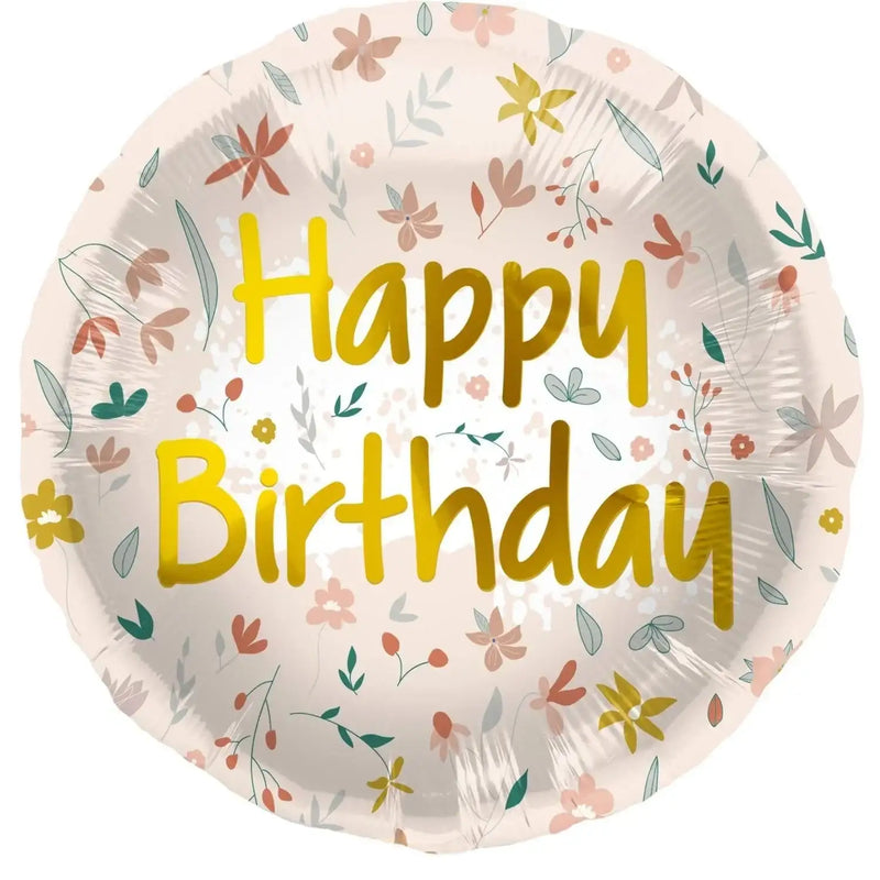 Happy Birthday Bloemen Folie Ballon - 46 cm - Ballonnenshop.nl