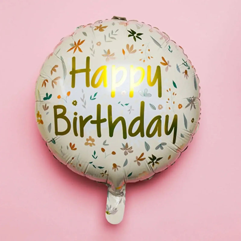 Happy Birthday Bloemen Folie Ballon - 46 cm - Ballonnenshop.nl