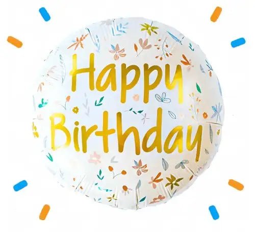 Happy Birthday Bloemen Helium Ballon - Gevuld Met Helium - 46 cm - Ballonnenshop.nl
