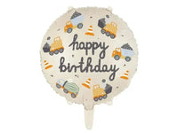Happy Birthday Bouwvoertuigen Helium Ballon - Gevuld Met Helium - 45 cm - Ballonnenshop.nl