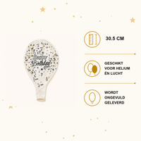 Happy Birthday Confetti Ballonnen - Goud & Zwart - 6 stuks - 30,5 cm - Ballonnenshop.nl