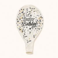Happy Birthday Confetti Ballonnen - Goud & Zwart - 6 stuks - 30,5 cm - Ballonnenshop.nl