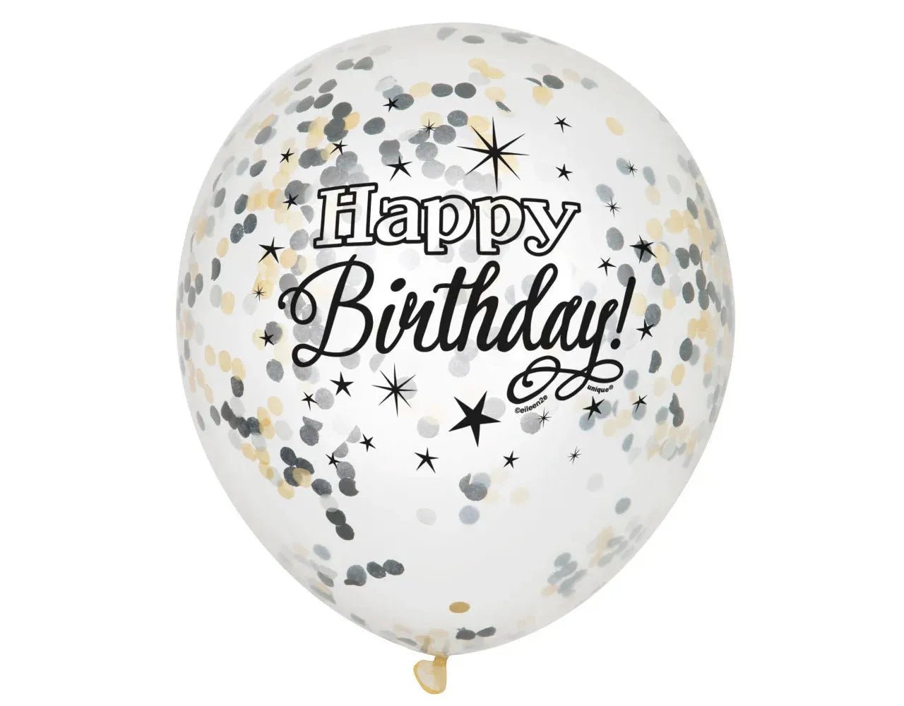 Happy Birthday Confetti Ballonnen - Goud & Zwart - 6 stuks - 30,5 cm - Ballonnenshop.nl