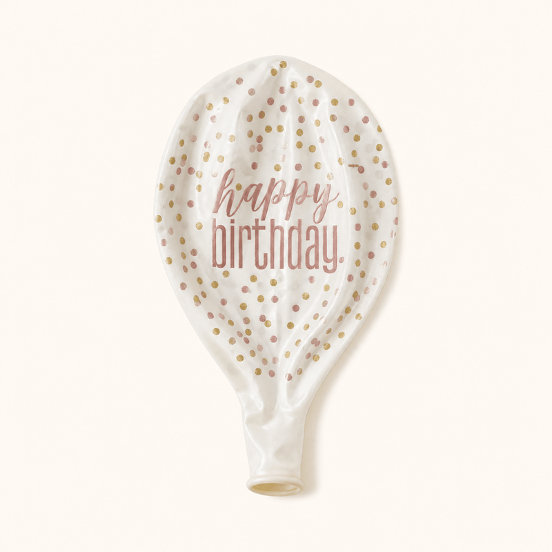 Happy Birthday Confetti Ballonnen - Rose Goud - 6 stuks - 30,5 cm - Ballonnenshop.nl