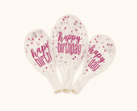 Happy Birthday Confetti Ballonnen - Roze - 6 stuks - 30,5 cm - Ballonnenshop.nl