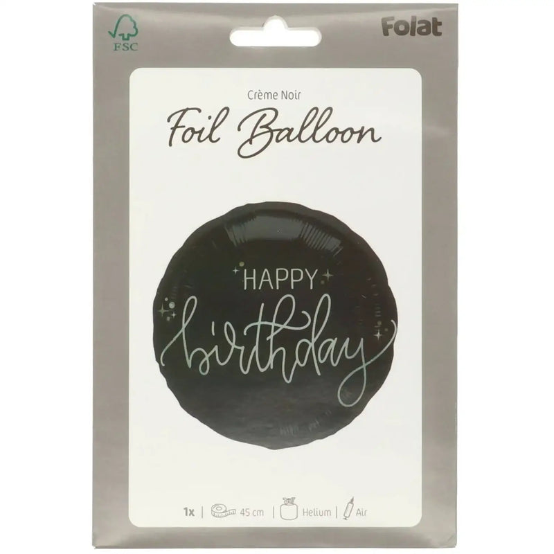Happy Birthday Crème Noir Folie Ballon - 46 cm - Ballonnenshop.nl