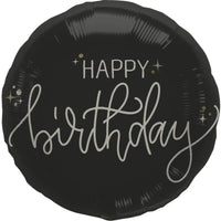 Happy Birthday Crème Noir Folie Ballon - 46 cm - Ballonnenshop.nl