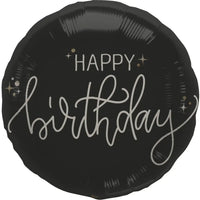 Happy Birthday Crème Noir Folie Ballon - 46 cm - Ballonnenshop.nl