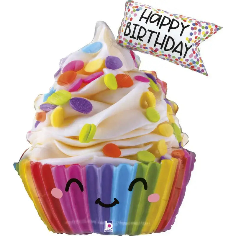 Happy Birthday Cupcake Folie Ballon - 71 cm - Ballonnenshop.nl