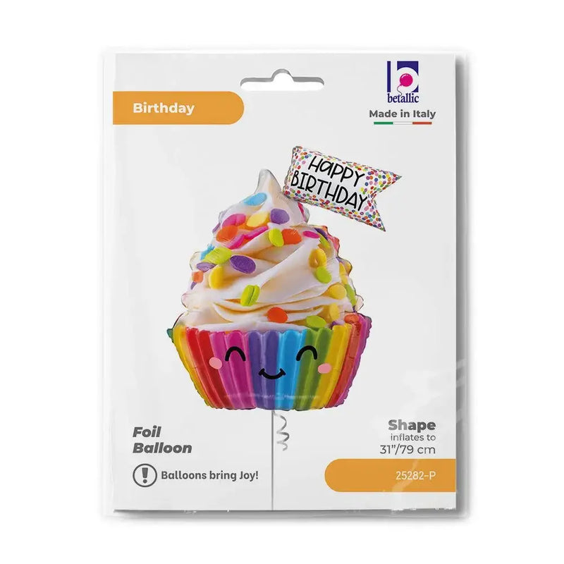 Happy Birthday Cupcake Folie Ballon - 71 cm - Ballonnenshop.nl