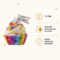 Happy Birthday Cupcake Folie Ballon - 71 cm - Ballonnenshop.nl