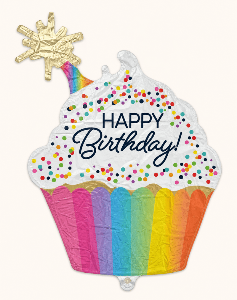 Happy Birthday Cupcake Folie Ballon - 78 cm - Ballonnenshop.nl