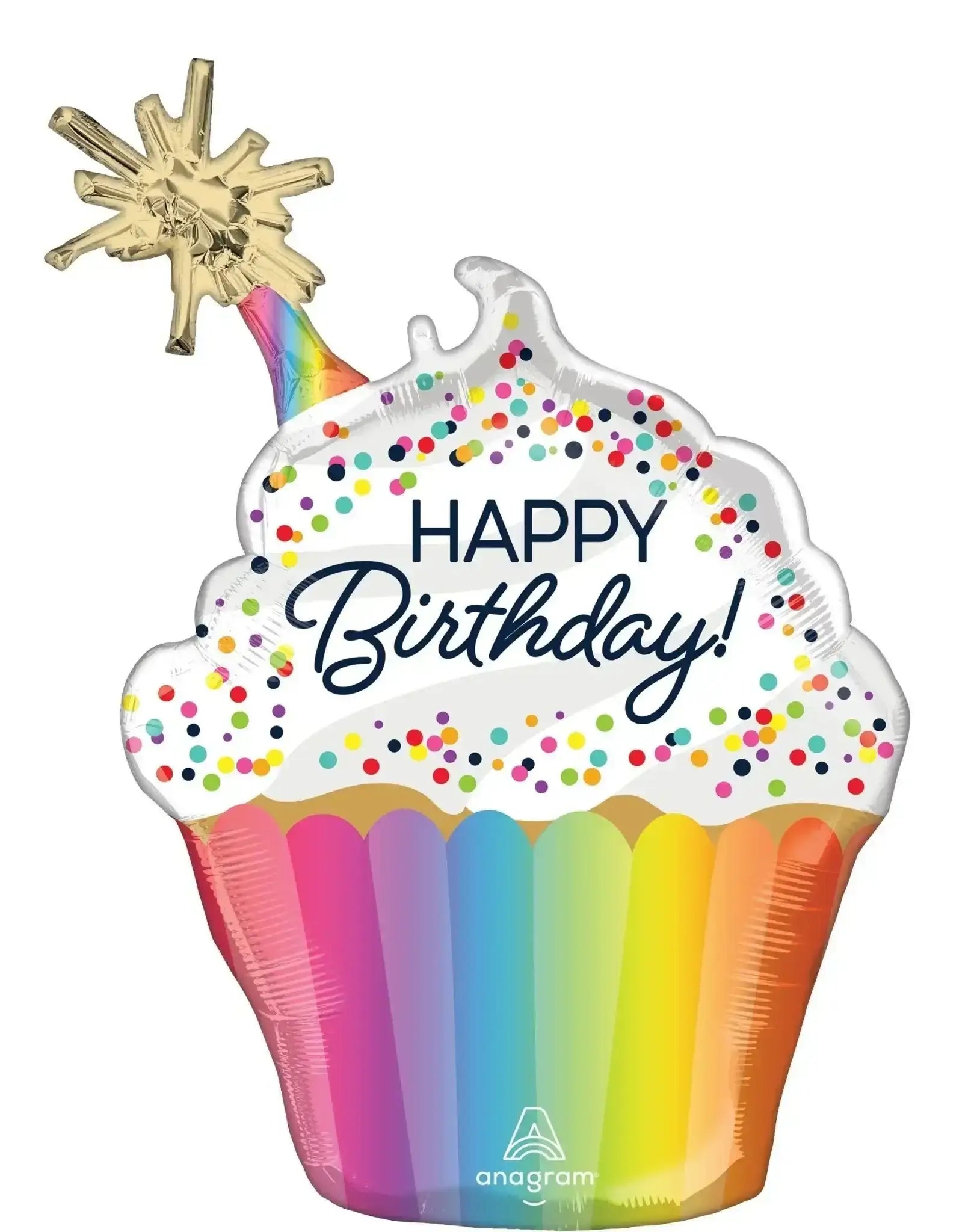 Happy Birthday Cupcake Folie Ballon - 78 cm - Ballonnenshop.nl