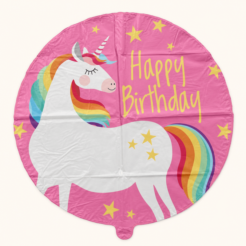 Happy Birthday Eenhoorn Folie Ballon - 46 cm - Ballonnenshop.nl