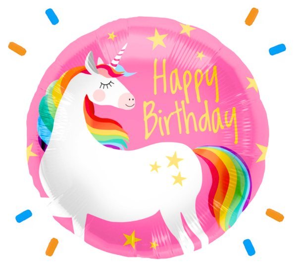 Happy Birthday Eenhoorn Helium Ballon - Gevuld Met Helium - 46 cm - Ballonnenshop.nl