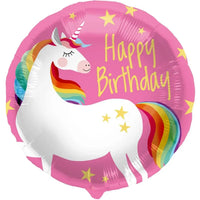 Happy Birthday Eenhoorn Helium Ballon - Gevuld Met Helium - 46 cm - Ballonnenshop.nl
