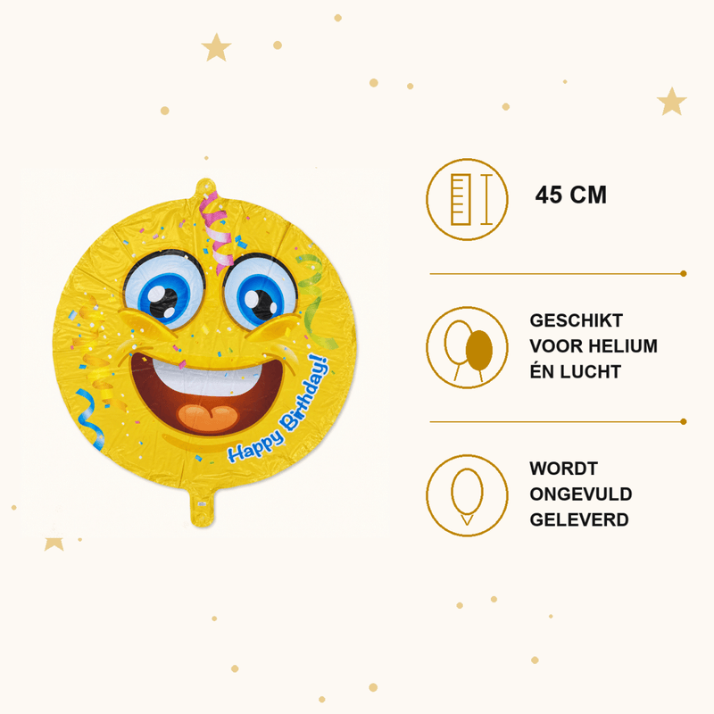Happy Birthday Emoji Folie Ballon - 45 cm - Ballonnenshop.nl