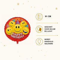 Happy Birthday Emoji Folie Ballon - 91 cm - Ballonnenshop.nl