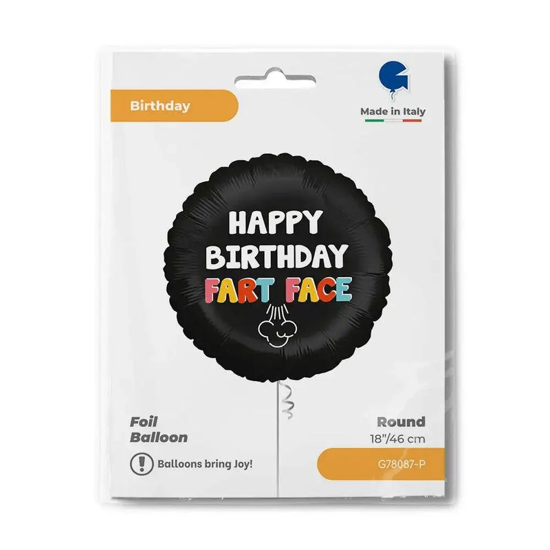 Happy Birthday Fart Face Folie Ballon - 45 cm - Ballonnenshop.nl